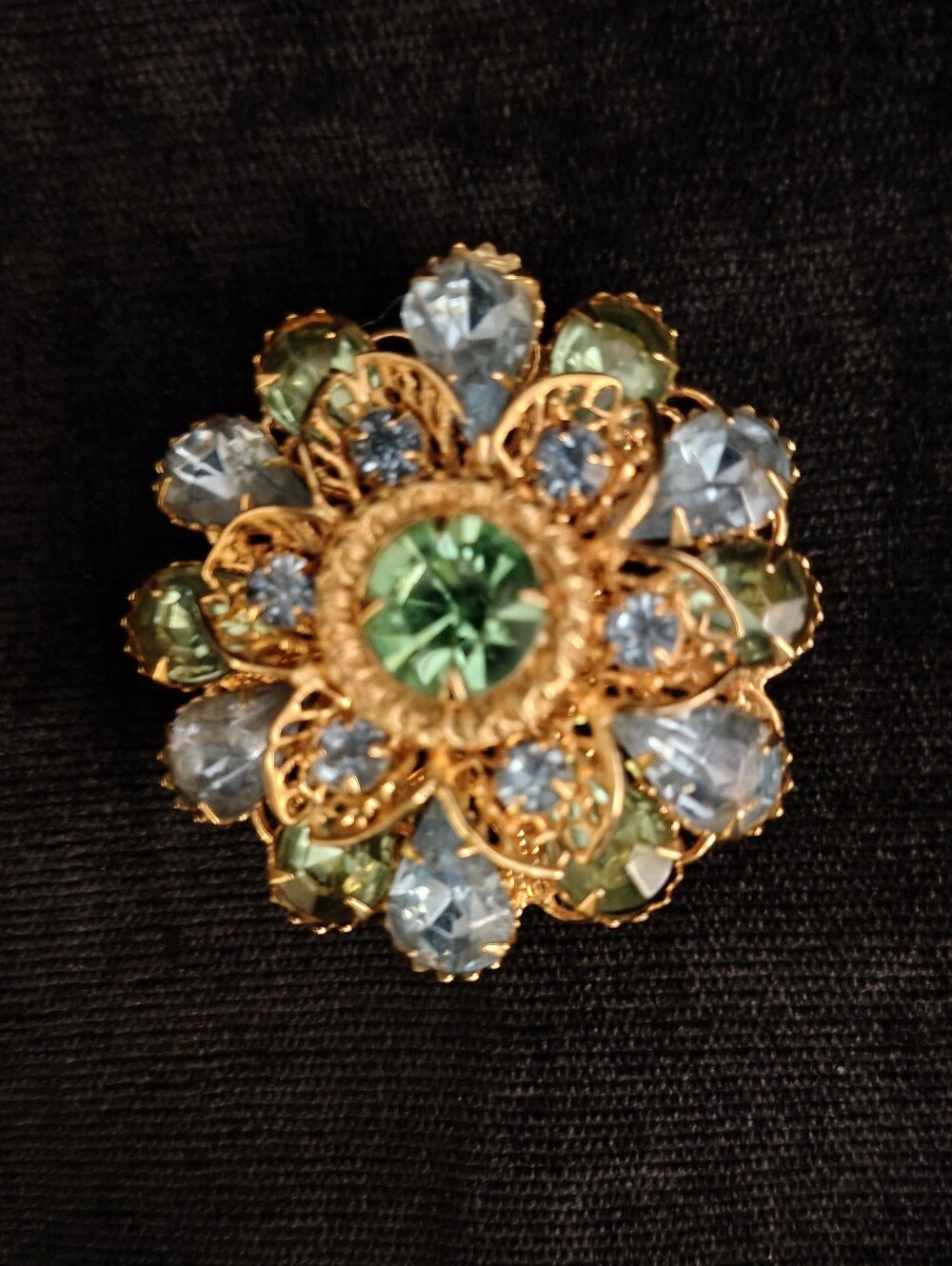 Vtg. Two Tier Rhinestone Brooch